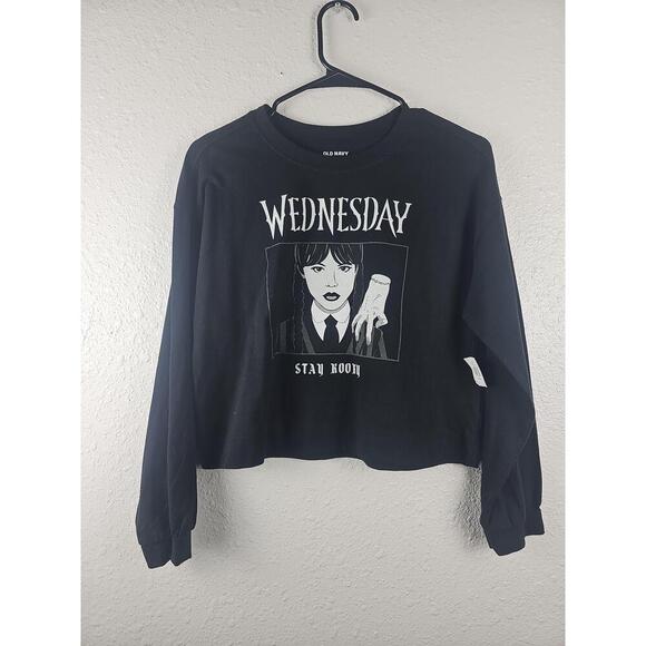 NWT Old Navy Girls Black Stay Kooky Cropped Long Sleeve Sweatshirt XL - Picture 1 of 6